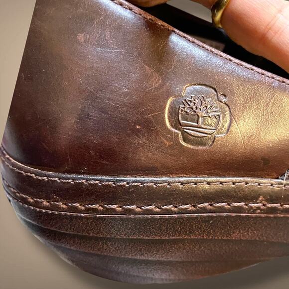 Women's 10 TIMBERLAND PRO Renova Slip Resistant Slip-On Brown Leather Clogs EUC - Picture 10 of 14